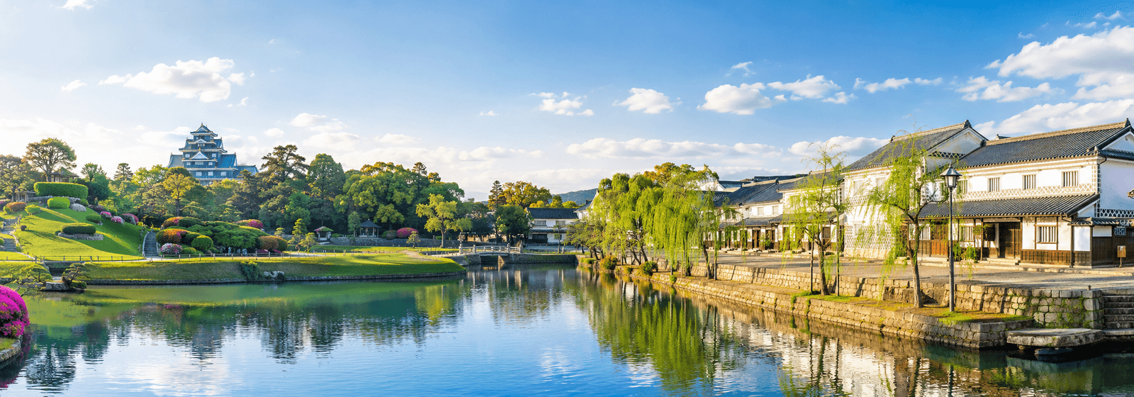 岡山後楽園と倉敷美観地区をイメージした風景