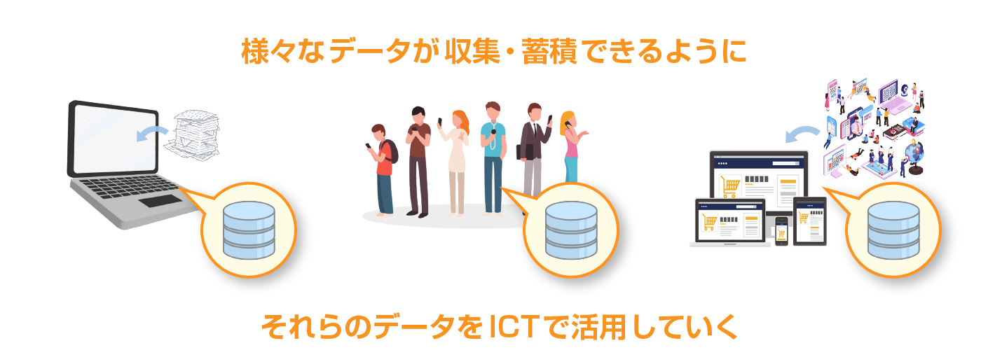 様々なデータが収集・蓄積できるように それらのデータをICTで活用していく
